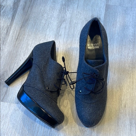 Stuart Weitzman Tweed heels Booties Grey Size 9 - Picture 1 of 12